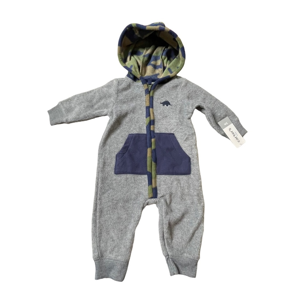 Carter’s baby boy hooded jumpsuit size 3M - Picture 3 of 13